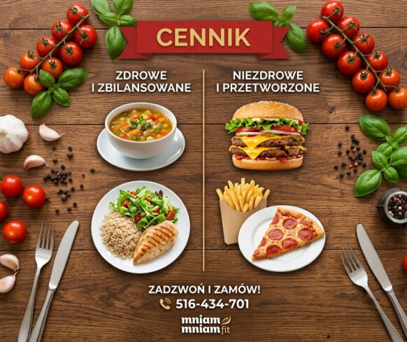 Co opłaca się bardziej? Zdrowy obiad dwudaniowy na dowóz Mniam Fit czy fast foody?